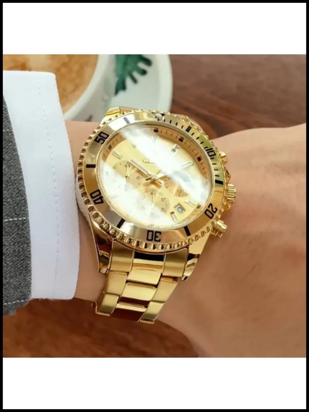 Mens Stainless Steel Watch Big Face Analog Waterproof Luxury Quartz